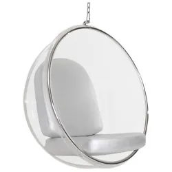 Eero Aarnio Stylehanging Bubble Chair With Silver or White PU cushion. Eero Aarno-style standing bubble chair cushion...