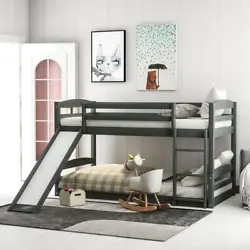 Low Bunk Beds with Ladder: E asy access to the upper bed with solid ladder, safe and sturdy climbing for you, as well...
