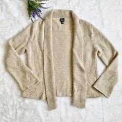 Condition is Pre-owned. Excellent condition! Eileen Fisher beige wool cardigan. Soft and plush wool blend knit fabric...