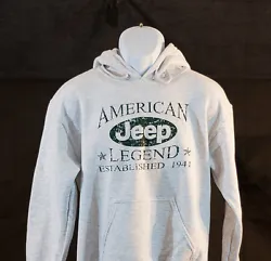 Ash Gray Hooded Sweatshirt with DARK GREEN JEEP Logo. This LOOKS GREAT to wear any where!!