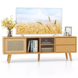 Color: Natural Bamboo Color  Material: Bamboo, PE Rattan, Glass  Overall Dimensions: 55