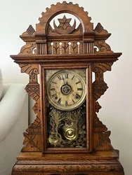 Antique Circa 1880 8-day tune/strike and alarm Gingerbread Clock by Wm. L. Gilbert Clock Co.. working condition,...
