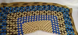VTG Knitted Baby Blanket Soft Browns Blue Ivory colors. Very Clean. Made by my Granny. Great blanket for a car ride or...