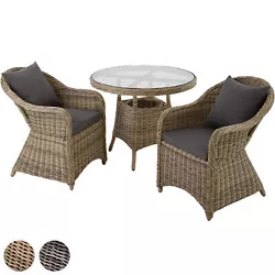 Salon de jardin ZURICH - 2 Chaises Fauteuils, 1 Table Ronde en Résine Tressée structure Aluminium TECTAKE. Dans ce...