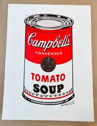 This lithographic print was made from an original creative reproduction of Andy Warhols Campbells Soup Can. Print is...