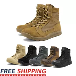 Military jungle boot features a fabric and leather panels for breathability and comfort. Tactical boots features lace...
