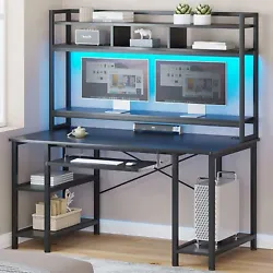 Sedeta Computer Desk with Hutch, Keyboard Tray and Adjustable Shelves. Multi-Function Computer Desk with Hutch &...