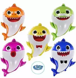 🎈BRIGHT COLORS – The Baby Shark Balloons are made of high-quality aluminum foil, easy to inflate with air or...