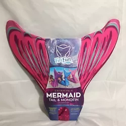 Fin Fun Starter Mermaid Tail & Monofin for Swimming - Pink, Size Youth L-XL.