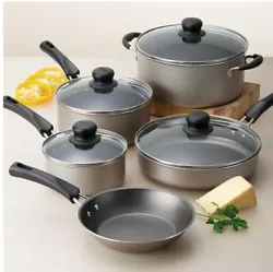9 Pieces Nonstick Pots & Pans Cookware Set Kitchen Kitchenware Cooking Champagne. Condition is New. Shipped with USPS...