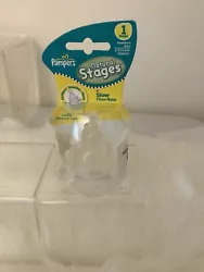 Pampers Natural Stages Slow Flow Rate(2) Silicone Nipples Newborn 0m+. Condition is New. Shipped with USPS First Class.