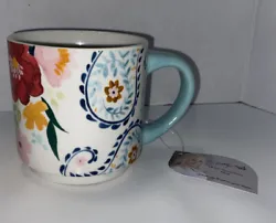 Multicolor Flowers Coffee Tea Mug Cup 16 Oz Bright Pattern By Dolly Parton NEW. Stoneware