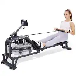 【Folable Space Saver】: You can put this rowing machine in standing position for storage, equipped with pulleys that...