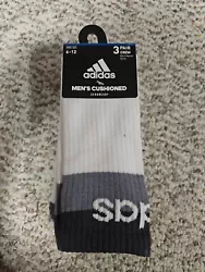 Adidas Mens Cushioned Aeroready Crew Socks 3 Pairs Shoe size: 6-12 Large NWT.