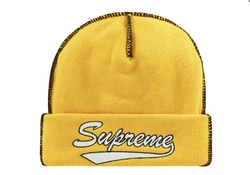 Supreme Contrast Stitch Beanie (FW22) Yellow. Brand new yellow sold out beanie will include sticker as well with...