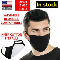 Face Mask Black Washable Reusable Breathable Unisex Double Layer Soft Cotton USA. BLACK Fashion Face Mask. Washable and...