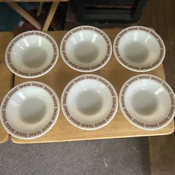 Set of 6 Vintage White Milk Glass Pyrex Corning Ware Dessert Bowls Dish Gold. Beautiful condition!!