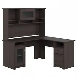 Bush Furniture Cabot L Shaped Desk with Hutch, Heather Gray CAB001HRG - Sold as 1 Each. Organize materials and supplies...