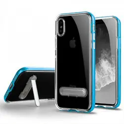For iPhone X/Xs Transparent Bumper Case w/ Kickstand BLUE Transparent Bumper Case Cover w/ Kickstand for iPhone X/Xs...