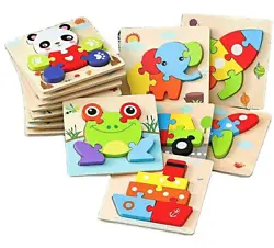 Wooden Jigsaw Puzzle Toddlers Kids Montessori Educational Toys Shape Puzzle. These puzzle pieces are thick and big...