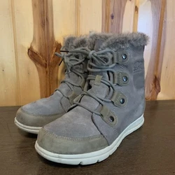 Gray color with faux fur lining. Perfect for winter. No major flaws or imperfections.