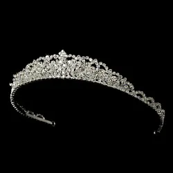 This modern tiara features a truly stunning display of layered Swarovski crystals and rhinestones. The perfect...