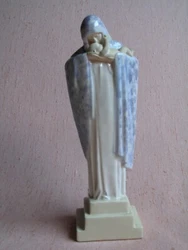Lucienne-Antoinette HEUVELMANS (1881-1944 ). statue de la vierge à lenfant. hauteur 23 cm. sur base à gradin avec...