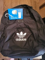 New with Tags adidas Trefoil Backpack EX6752 Black/White bookbag.