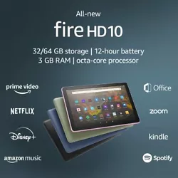 2022 Amazon Kindle Fire HD 10 Tablet, Latest 11th Generation 32GB Wireless Reading Device with sponsored screensaver....