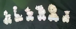 6 PC Set Precious Moments Birthday Train All Aboard Figurine For Baby-Year 5 LOT Very well taken care of clean colors...