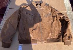 Large Flavor Mens Distressed Brown Leather Motorcycle Jacket. New and with tags. A really nice jacket. It is size 4XLH