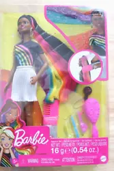 Barbie Rainbow Sparkle Hair doll sparks young imaginations to design unique hairstyles with sparkle gel, hair...