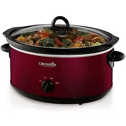 Includes 7-quart crock pot and removable ceramic bowl. Clear glass lid stays sealed under pressure for added safety....