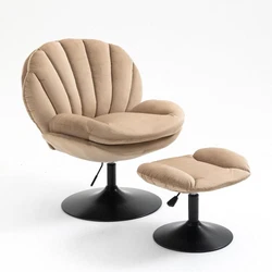 360° Swivel Smooth for Seat and Ottoman;. Adjustable Seat Height and Ottoman Height;. Main Color:Khaki. Thickened...