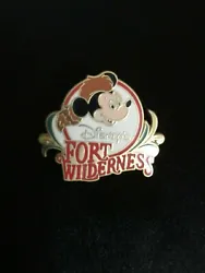 Older Disney World Fort Wilderness Resort Pin ~ Mickey Mouse Coonskin Cap.  