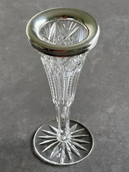 Vintage 1900 Cut Glass 6” Tall Vase with Sterling Top No Reserve! This vase is approximately 6