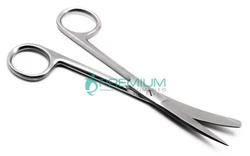 Curved-bladed Mayo scissors allow deeper penetration into the wound than the type with straight blades. Surgical...
