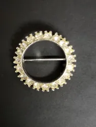 Vintage Rhinestone Circle Brooch. Smaller in size. No obvious markings.