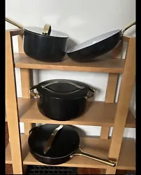 Caraway black & gold iconic cookware set. Caraway known for its high end, clean, looks, quality, stylish beauty, easy...
