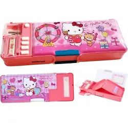 2 built in pencil sharpeners for different size of pencils. Sanrio Hello Kitty Multi Functional 2-Sided Holder Pencil...