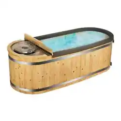 ALEKOs Two-Person Natural Pine Hot Tub with a Charcoal Stove is beautiful, multipurpose, and will transform any...