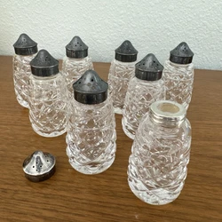 Vtg. Waterford Crystal With EPNS Lids, Set Of 8 3.75” Tall. No specific identification on items. 1.75” diameter at...