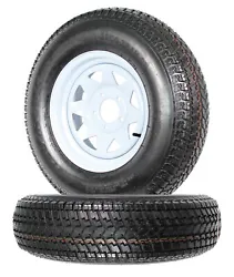 Pre-Mounted Trailer Tires & Wheels; 2-Pack Trailer Tires & Rims Bias Ply 205/75D14 Load C 5-4.5