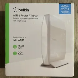New, Belkin RT1800 AX1800 WiFi 6 Router Up To 1.8 Gbps 1500 Sq Ft, Sealed.