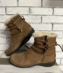 UGG Australia Rianne Winter Boots Womens 11 Brown Leather with Sheepskin Lining. New without box
