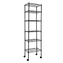 MULTIFUNCTION: Durable steel construction. 6-Shelf shelving unit is suitable for your kitchen, office, garage, bathroom...