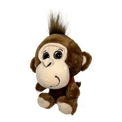 Walmart Brown 7” Valentine Plush Monkey Stuffed Animal Toy Big Glitter Eyes￼￼.