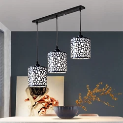 Irradiation area: 3-5m². 3 Lights Modern Hanging Pendant Ceiling Light Lamp LED Kitchen Fixture Black. Adjustable...