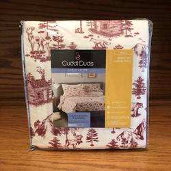 Cuddl Duds Heavyweight Cotton Flannel FULL Sheet Set LODGE TOILE Cabin Deep Fit. Brand new.
