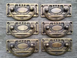 ●Solid brass Arts and Crafts antique style cabinet or drawer handles in tarnished brass. I say approx. As these are...